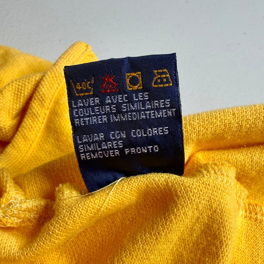 Tommy Hilfiger Mens Small Yellow Cotton Pique Polo Shirt Crest Logo Short Sleeve - Picture 12 of 12